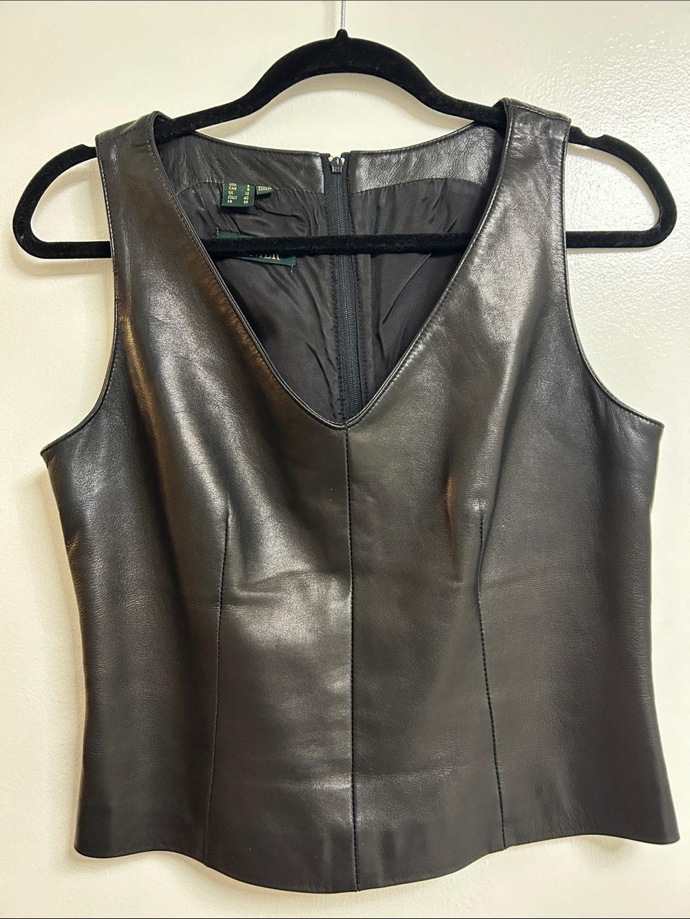 Danier Black Leather V-Neck Tank Top